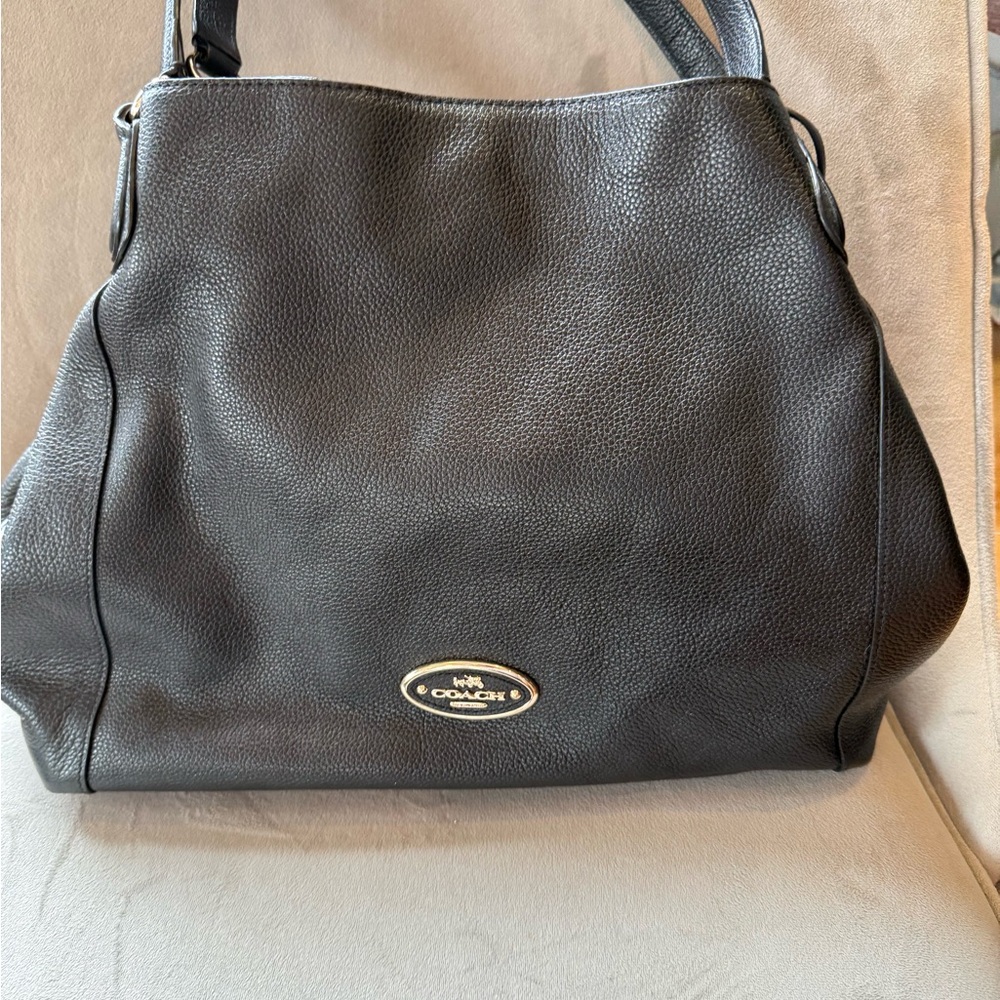Coach Black Pebbled Leather Shoulder Bag